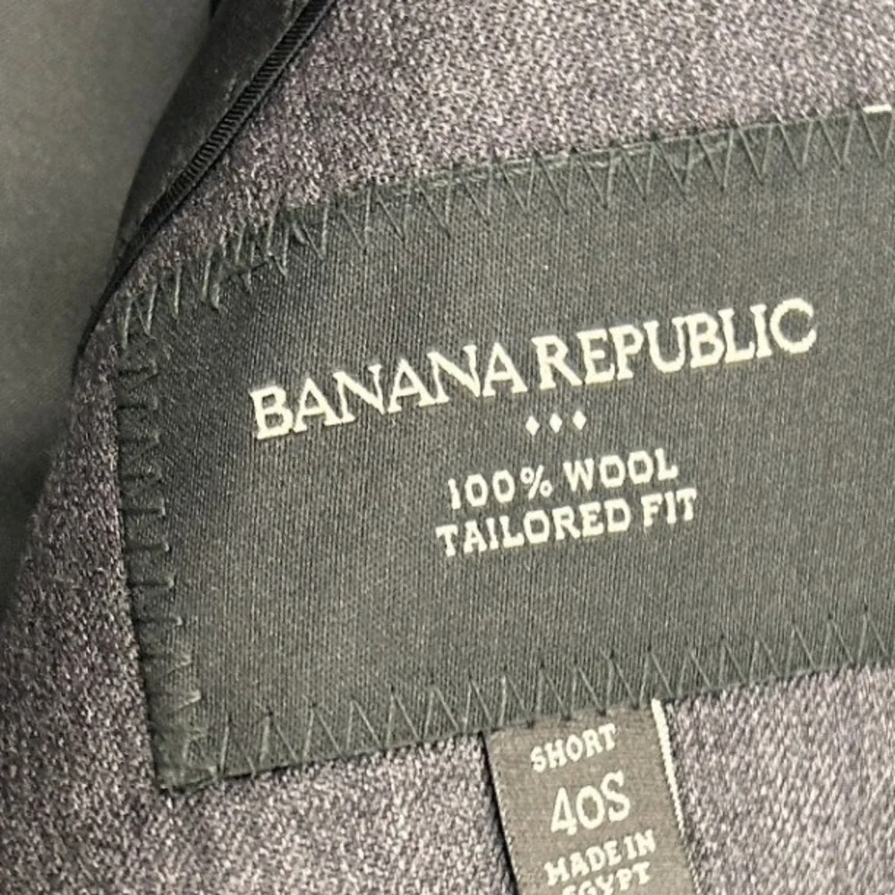 Banana Republic Basic Tailored 100% Wool Blazer 40S Dark Charcoal Corporate